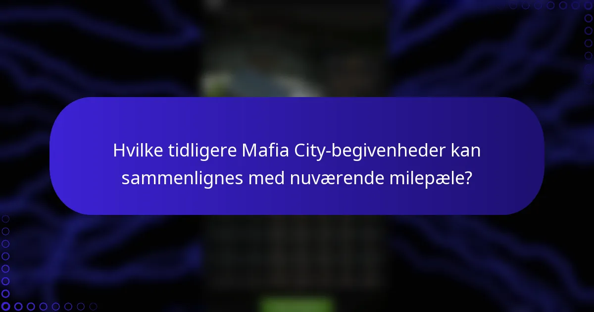 Hvilke tidligere Mafia City-begivenheder kan sammenlignes med nuværende milepæle?
